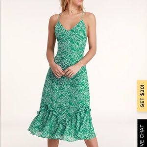 Green floral midi dress